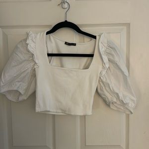 Zara cropped puff sleeve top